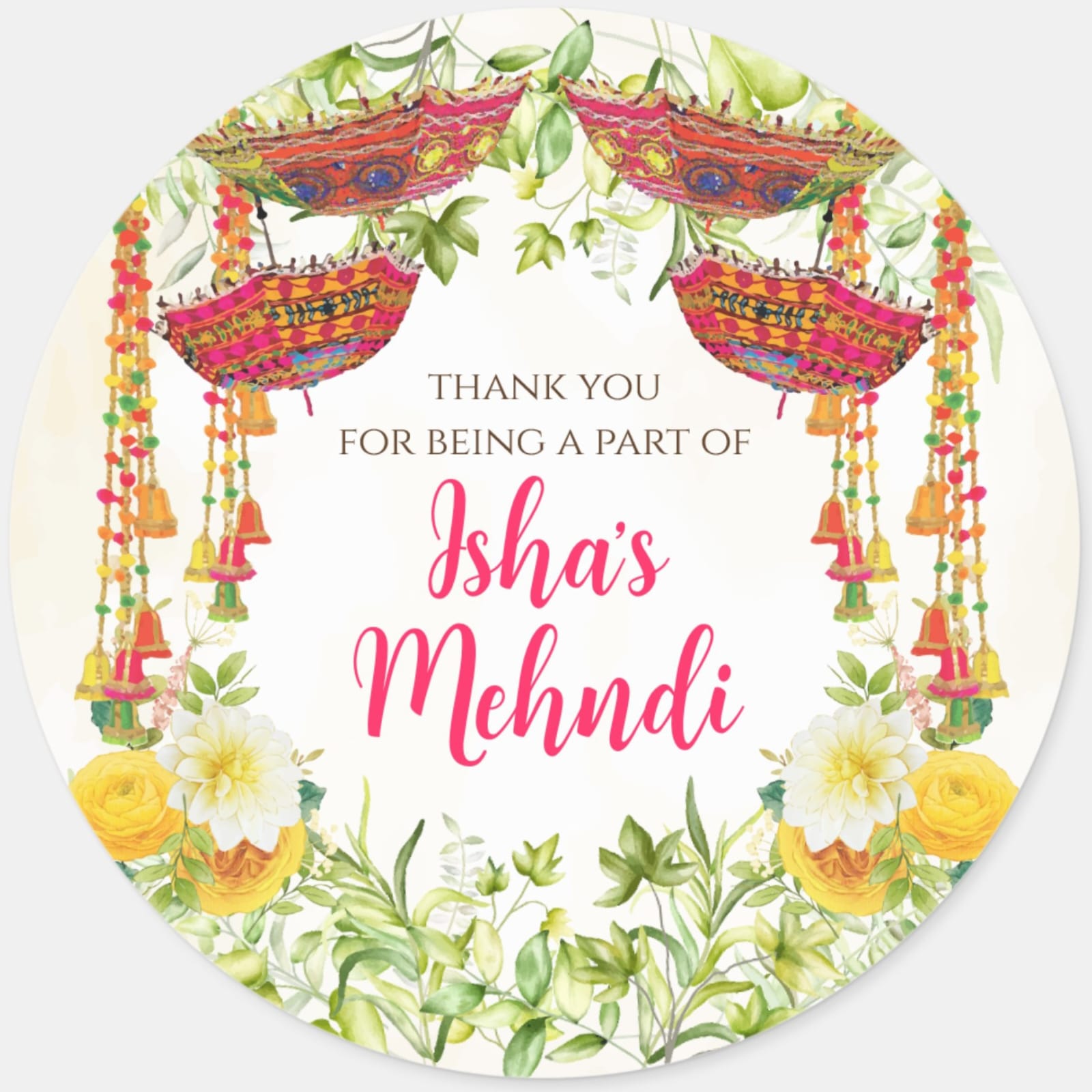 50 Pcs Modern Wedding Mehndi Favor stickers - Your Custom Text (Copy)