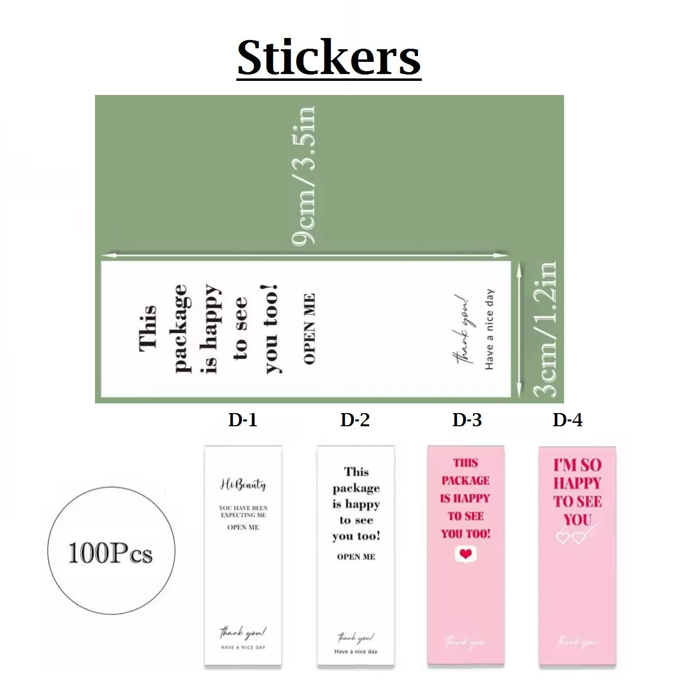 100pcs/pack Thank You Sticker Seal Labels Small Business Gift Decor Sticker This Package Happy To See You 3*9cm