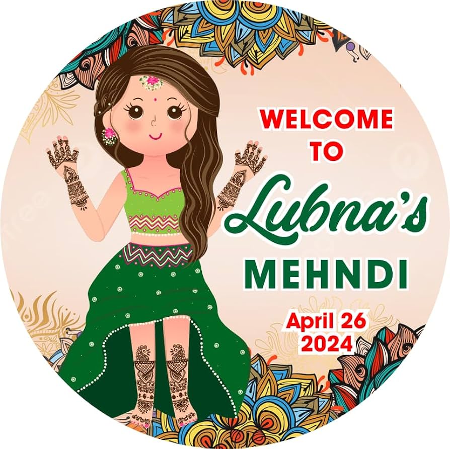 100 Pcs Modern Wedding Mehndi Favor stickers - Your Custom Text