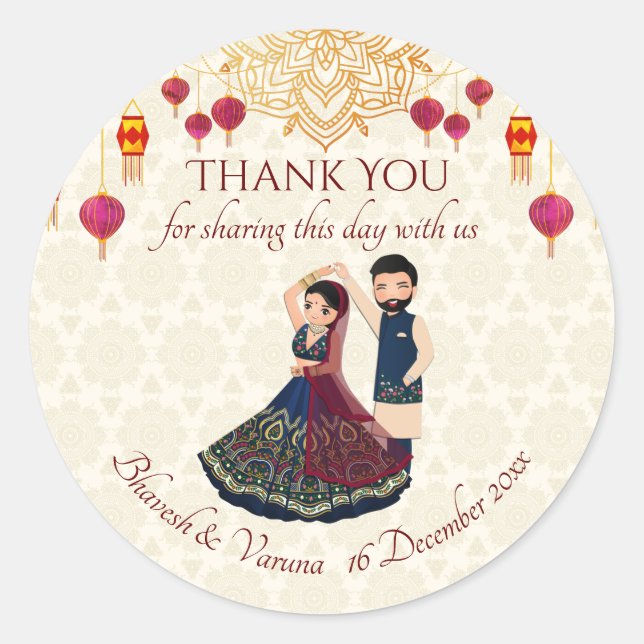 100 Pcs Modern Wedding Mehndi Favor stickers - Your Custom Text