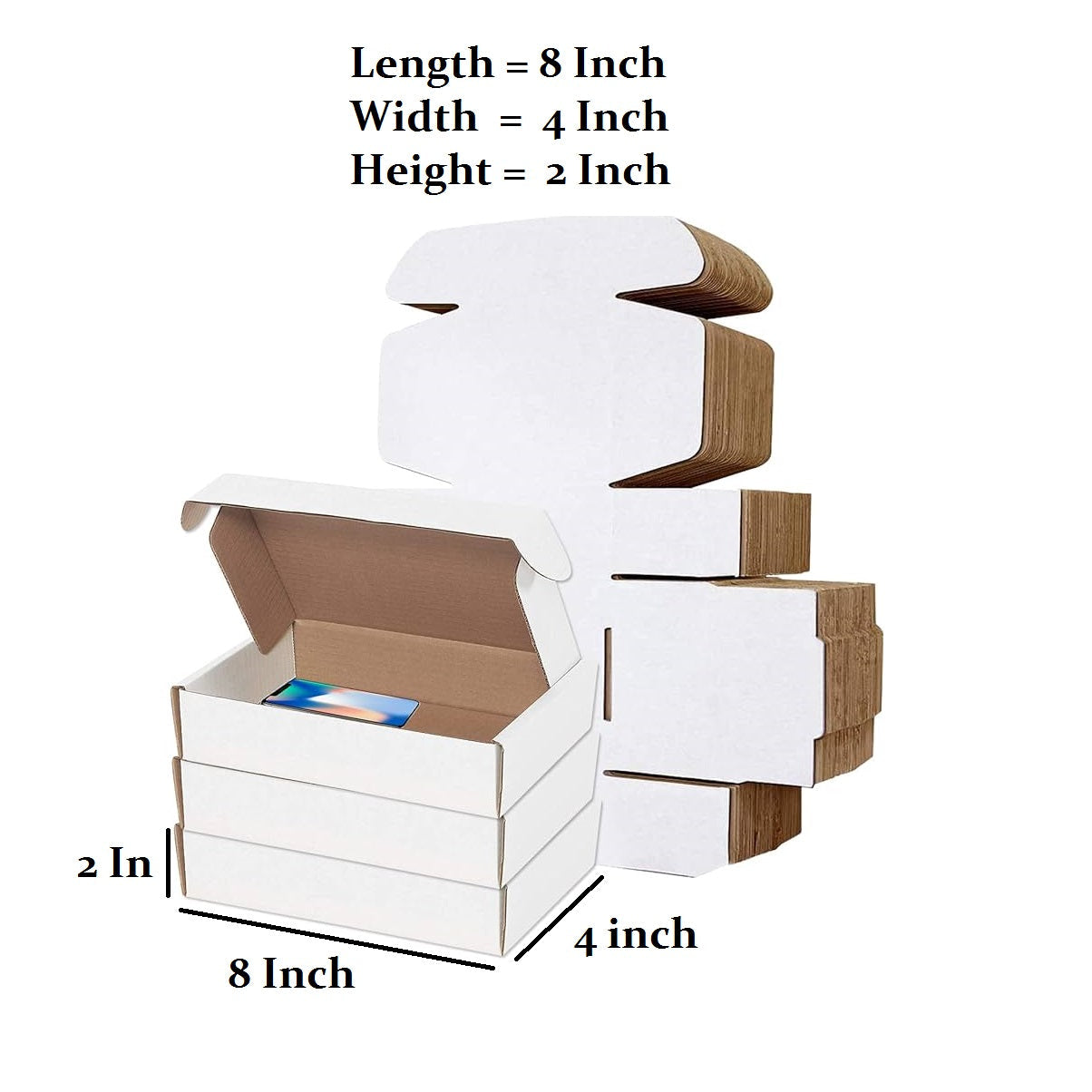 25 Pcs Corrugated Mailer Boxes For Courier & Gift Packing Size 8 x 4 x 2. Inches
