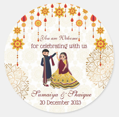 50 Pcs Modern Wedding Mehndi Favor stickers - Your Custom Text (Copy)