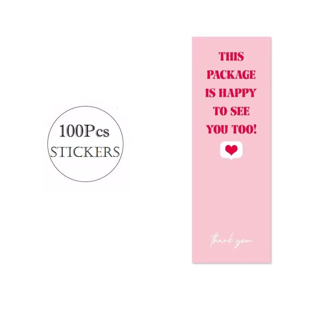 100pcs/pack Thank You Sticker Seal Labels Small Business Gift Decor Sticker This Package Happy To See You 3*9cm
