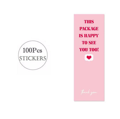 100pcs/pack Thank You Sticker Seal Labels Small Business Gift Decor Sticker This Package Happy To See You 3*9cm