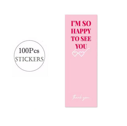 100pcs/pack Thank You Sticker Seal Labels Small Business Gift Decor Sticker This Package Happy To See You 3*9cm