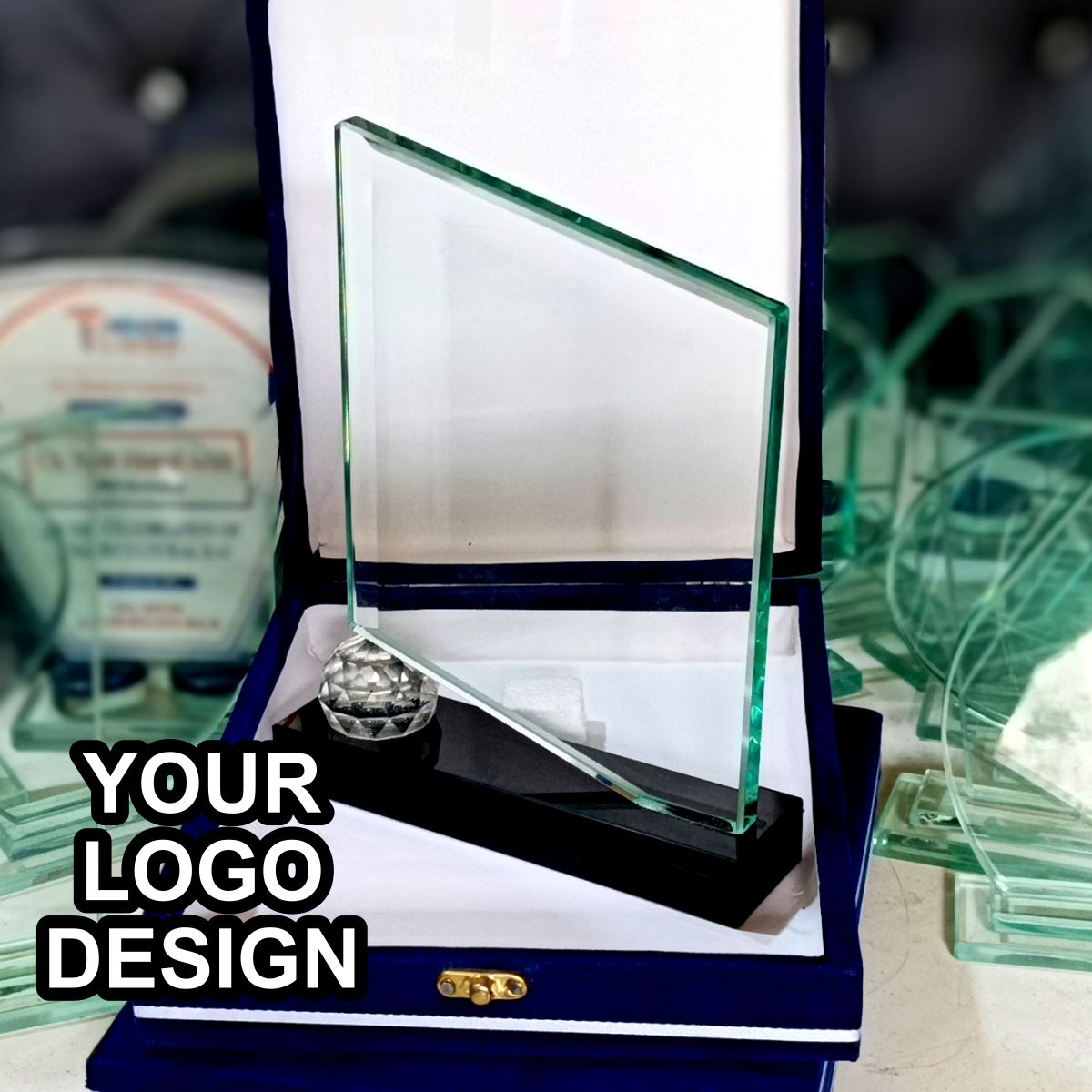 Customized Trophy & Shields with Velvet Box  | Crystal Glass Awards  for Events, Sports & Corporate Recognition