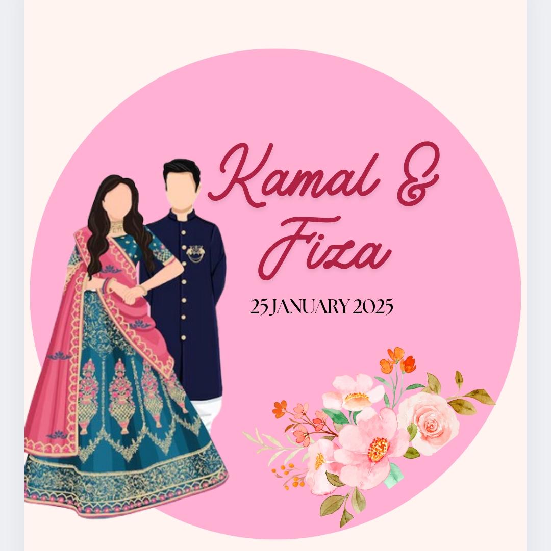 100 Pcs Modern Wedding Mehndi Favor stickers - Your Custom Text