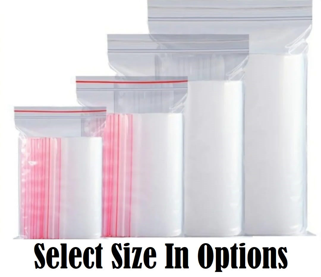 100 PCS Resealable Air Tight Zip Lock Transparent Closeable Bag - Sizes Available