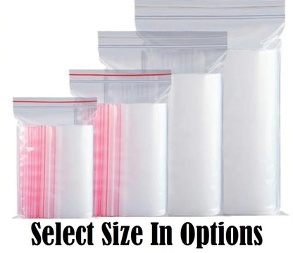 100 PCS Resealable Air Tight Zip Lock Transparent Closeable Bag - Sizes Available