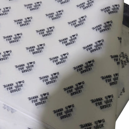 Premium 'Thank You' Printed Butter Paper Sheets, 9x14 inch, Eco-Friendly Product Wrapping