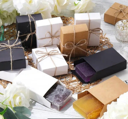Pack of 20/50/100/250 Kraft Card Gift Box (2.3 x 1.1 x 3.5 Inch) – Ideal for Handmade Soap, Jewelry, Wedding Favors, Gift Packaging & DIY Storage