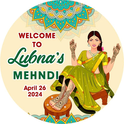 100 Pcs Modern Wedding Mehndi Favor stickers - Your Custom Text