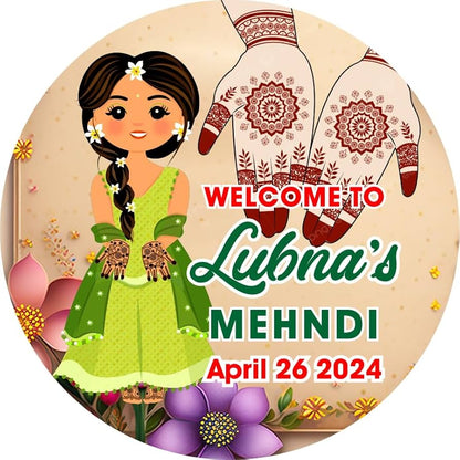 100 Pcs Modern Wedding Mehndi Favor stickers - Your Custom Text