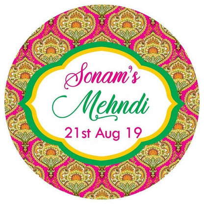 100 Pcs Modern Wedding Mehndi Favor stickers - Your Custom Text