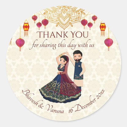 100 Pcs Modern Wedding Mehndi Favor stickers - Your Custom Text
