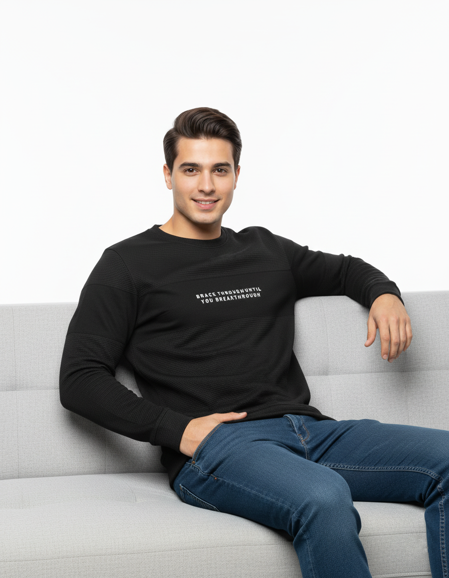 MEN'S BASIC JACQUARD KNIT SWEATSHIRT