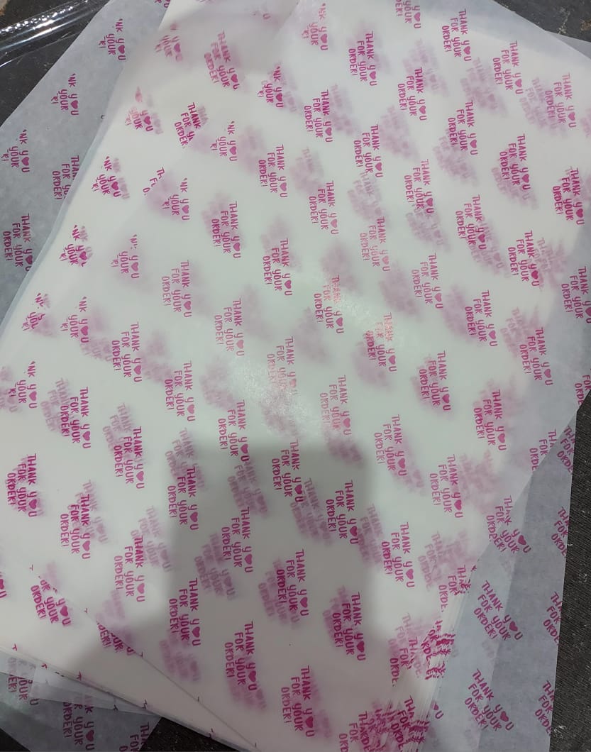 Premium 'Thank You' Printed Butter Paper Sheets, 9x14 inch, Eco-Friendly Product Wrapping