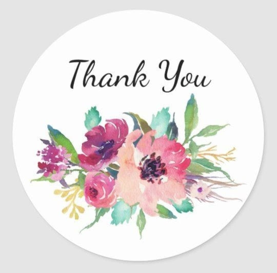 100-Pack Round 'Thank You' Stickers for Small Business Packaging & Gifts